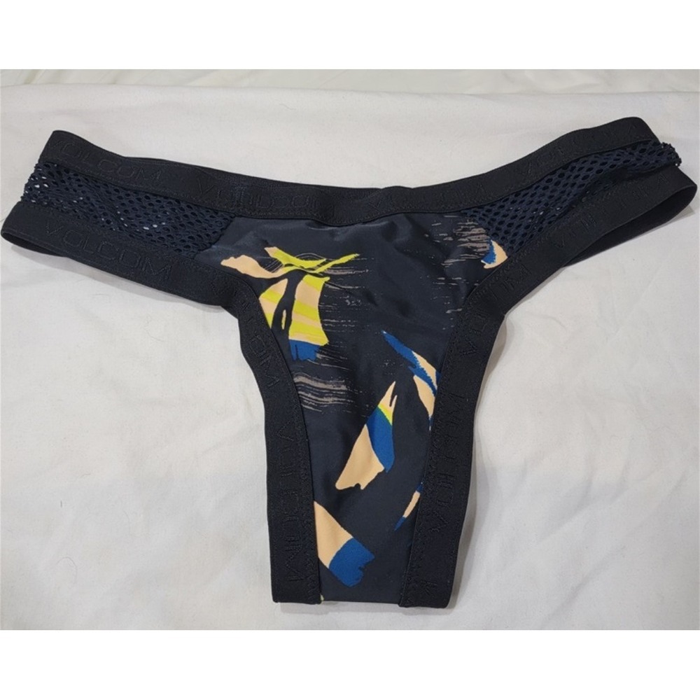NWOT Volcom M Mesh Black Geometric shapes Bikini Swim Bottom 131859